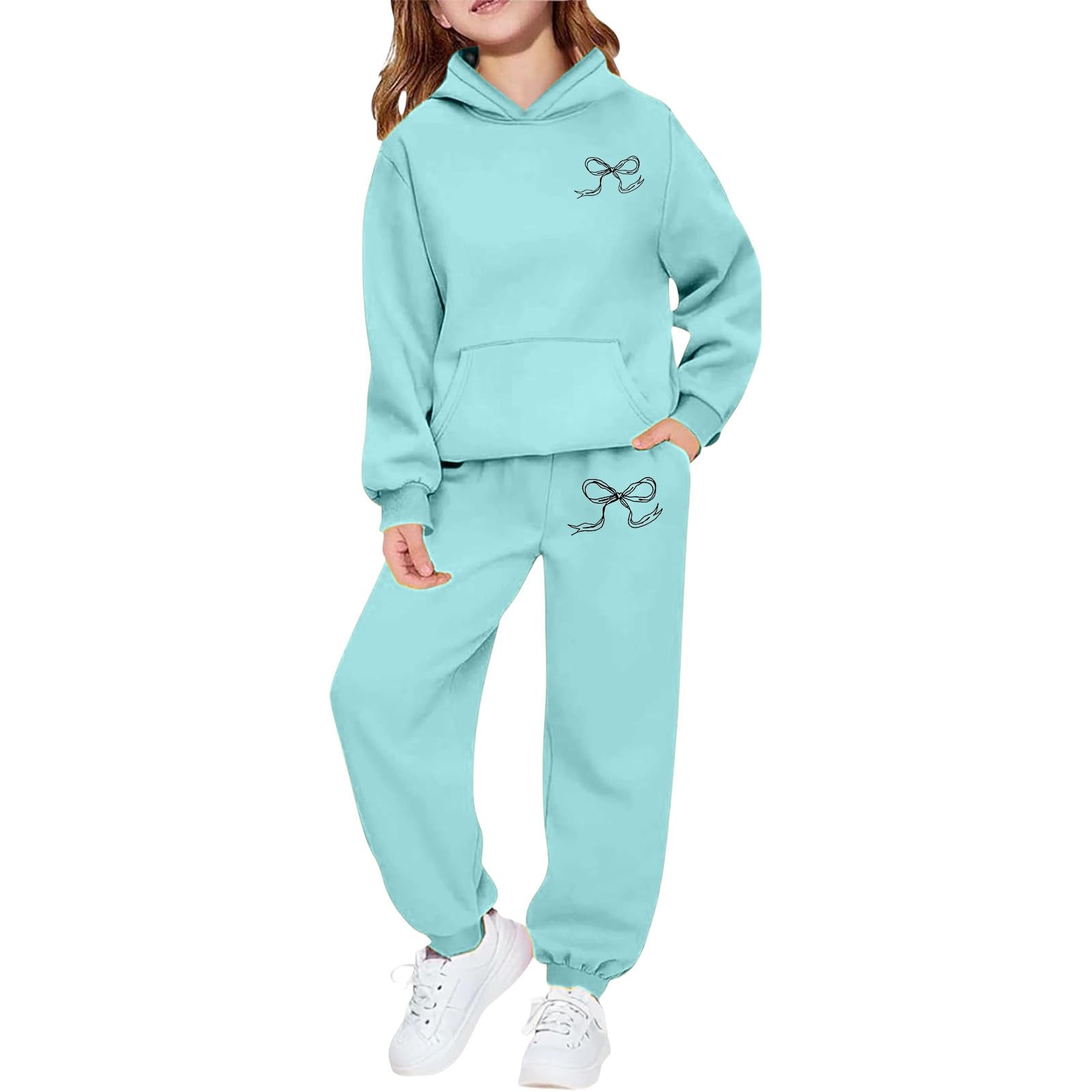 Tenue Fille, Décontractée 2 Pièces Pour Filles, Sweat À Capuche Et Pantalon Imprimés Lettres, Confortable Au Quotidien, Mode Avec Bas, Style Urbain Pour Tout-pe, Grande Taille Disponible