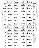 melu kids® Namensschilder für Kleidung & Gegenstände (50 Stück, einfarbig) Kindergarten/Schule - Namensaufkleber Kinder Wasserfest und Personalisiert - weiß