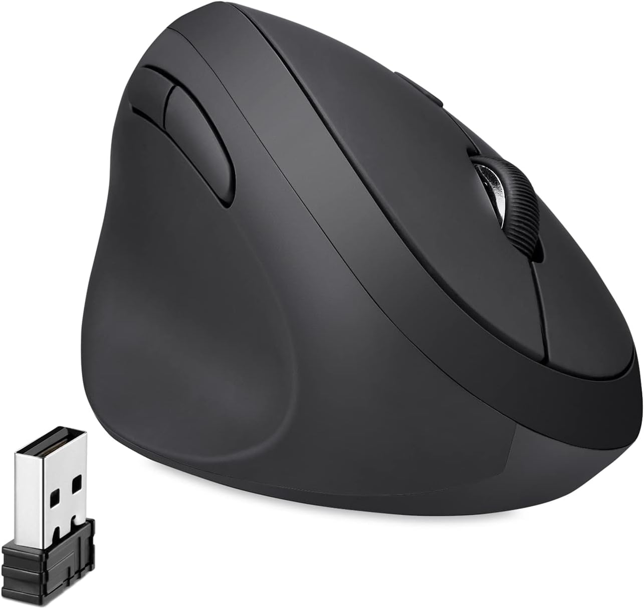 - PERIMICE-719L Wireless Left-Handed Vertical Mouse – Compact Ergonomic Design with 3 DPI Levels (800/1200/1600), Silent 6-Button Control & Nano USB Receiver – Ideal for Small Hands and Travel