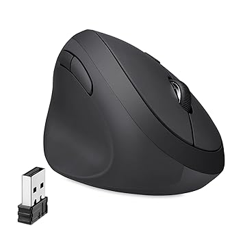 Perixx Perimice-719L, Left Handed Wireless Vertical Mouse, Silent Click and 3 Level DPI