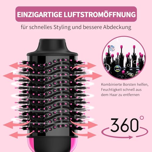 Sawop Warmluftbürste Rundbürstenföhn, Föhnbürste, Hairstyler Haartrockner Bürste in Einem, Verbessertes 4-in-1 Haartrockner und Styler Volumizer, Heißluftbürste, Haarglätter Bürste