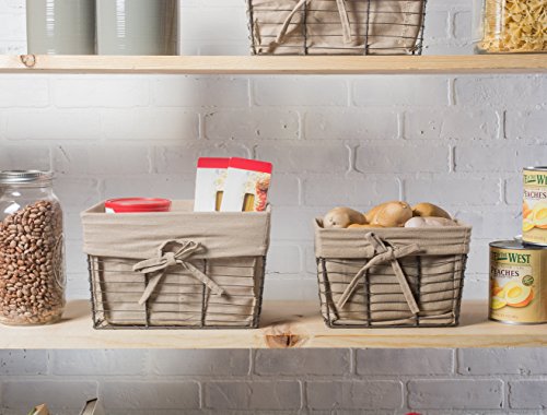 Dii Farmhouse Chicken Wire Storage Baskets With Liner, Medium, Vintage Taupe, 11X7.88X7", 2 Piece #TOP4