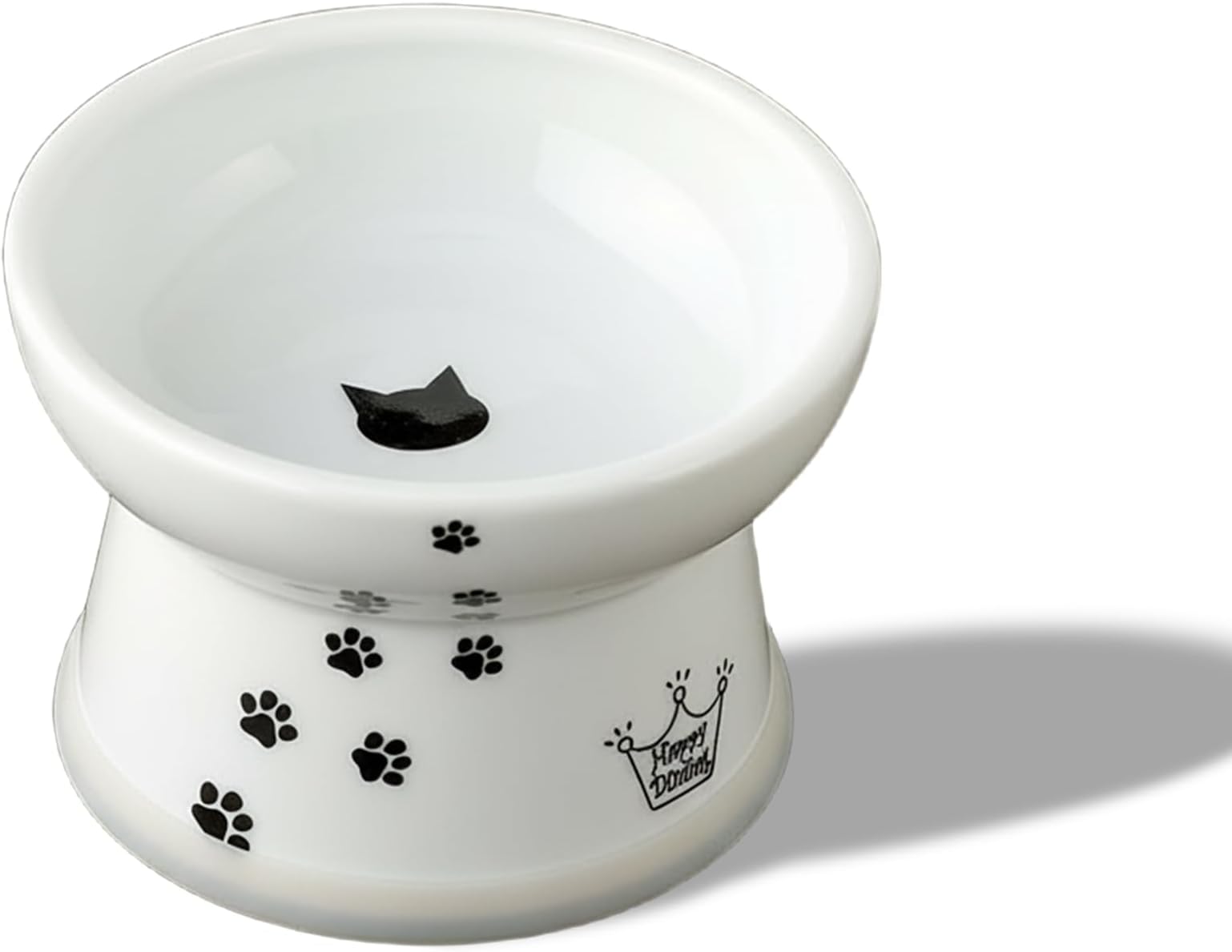 Necoichi Raised Cat Food Bowl – Ceramic Elevated Cat Bowl for Whisker & Neck Fatigue, Dishwasher Microwave Safe – Non-Slip & Anti Vomiting Ergonomic Design (Cats, Regular, 1-Cup Capacity)