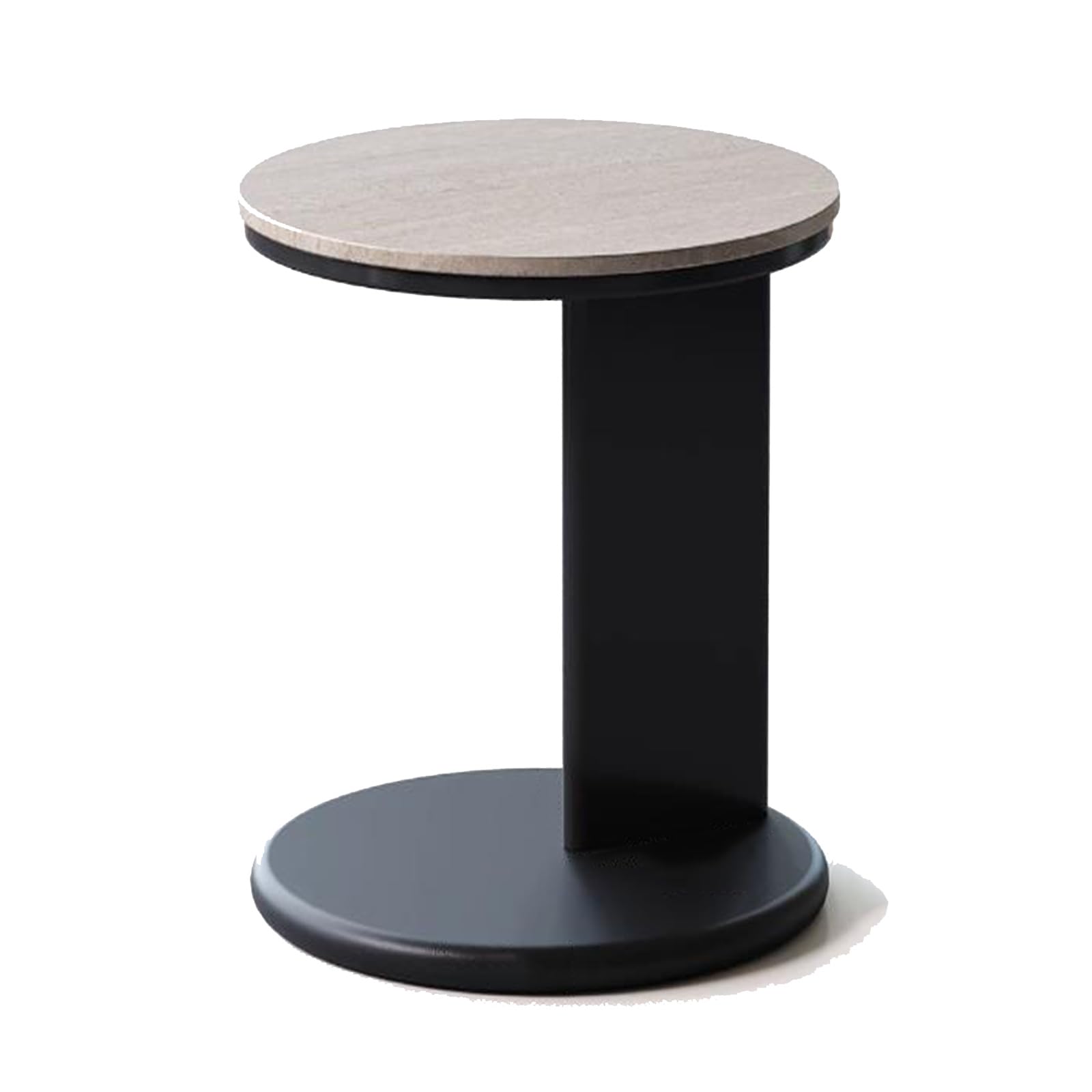 JATIBOSH Mesa de Café Tipo C, Bonito Aspecto de Nogal, Mesa de Centro Redonda, para SofáS, Salas de Estar, Dormitorios, Etc.DiáMetro de La Mesa 40 Cm/15.75 Pulgada.