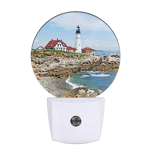Image of EKOBLA Lighthouse Night Light, Coastal Seaside Lighthouse Night Lights Plug Into Wall for Bedroom, Living Room and Bathroom