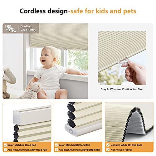 LazBlinds Cordless Cellular Shades, 27'' W x 64'' H, Cream by LazBlinds - Used condition - Image 2