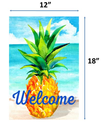 Harborview Welcome Garden Flag 12 X 18 Double Sided For Outside | Pineapple Yard Flag For Spring And Summer Décor | Coastal And Beach Summer Outdoor Flags And Banners | Seasonal Garden And Lawn Flags #TOP5