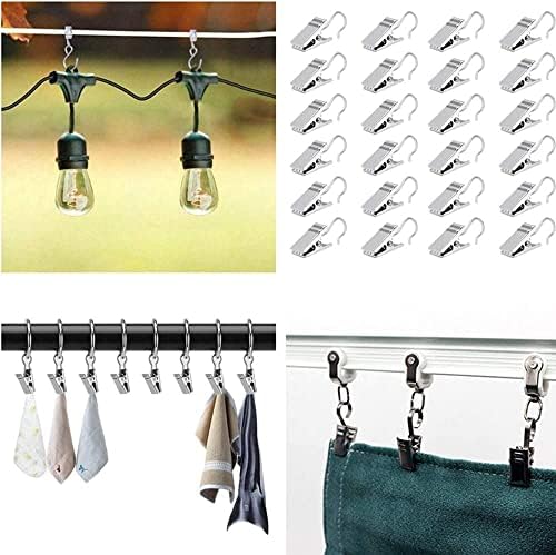 iPEAK Curtain Clips 15Pcs Metal Hanging Hooks Small Shower Curtain Hook for Home Window Decoration Photos Art Craft Displays and Outdoor Activities Supplies (Black)