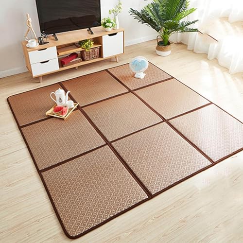 Tapis de Tatami Japonais, Matelas de Tatami Traditionnel Japonais, Tapis de Sol en rotin, antidérapant et Respirant, adapté au Salon et à la...