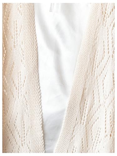 Women's Lightweight Cardigan Sweaters Hollow Out Warps Open Front Half Sleeve Shawl4