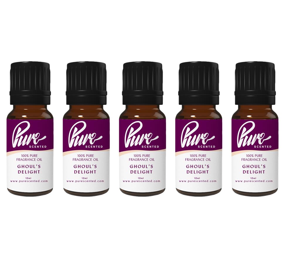 Pure Scented 50ml Fragrance Oils - 5 x 10ml Suitable for Candles, Soaps, Slime, Diffusers, Cosmetics, Wax Melts, Designer (5 x 10ml, Ghoul's Delight)