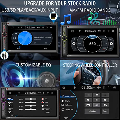 Double Din Car Stereo With Bluetooth: 7Inch Hd Car Multimedia Receiver – Car Audio Mp5 Player | Lcd Capacitive Touchscreen | Phonelink | Backup Camera | Usb/Sd/ Aux Input | Am Fm Car Radio | Swc #TOP5