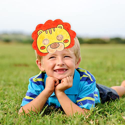 Leikedun 24 Masken für Kinder Tiermasken Blanko Bemalen Masken mit Bungee-Strings und 18 Farbigen Aquarell-Pinsel, zum selbst Bemalen und Gestalten, für Kinder Mädchen Junge Kindergeburtstage Cosplay