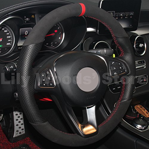 Loncky Genuine Leather Steering Wheel Cover For Mercedes Benz C300 / Mercedes Benz Cla250 Glc300 Cls400 Cls450 /E300 / Gla250 Glc300 Gle300 Gle350 Gle400 Gle550 Gls450 Gls550 /Metris Accessoris #TOP2
