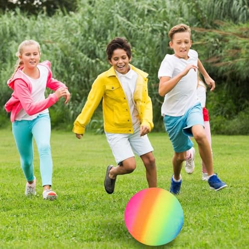 Lonimia PVC Regenbogen Ball - Bouncy Kickball, Fußball Softball, Mehrfarbiger Kinder Spielball Für Drinnen Und Draußen, Strandball Mit Pumpe