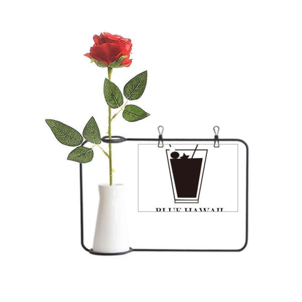 Vase suspendu avec fleurs artificielles bleu Hawaii pour déco cocktail