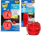Raid Fruit Fly Trap (2 Pack Bundle) | 2 Lures + 2 Refills | Effective Fly Trap for Indoor Use | Fly Catcher and Gnat Trap for Kitchen & Dining Areas | Easy to Use & Safe Food-Based Lure Fly Catcher