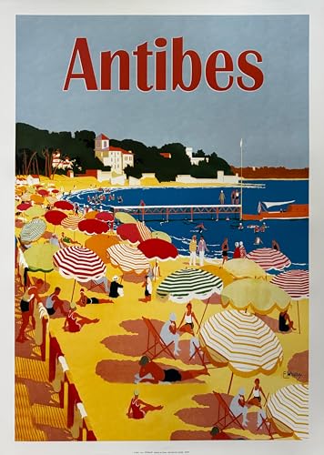 Affiche Antibes Plage 50x70cm décoration murale mer