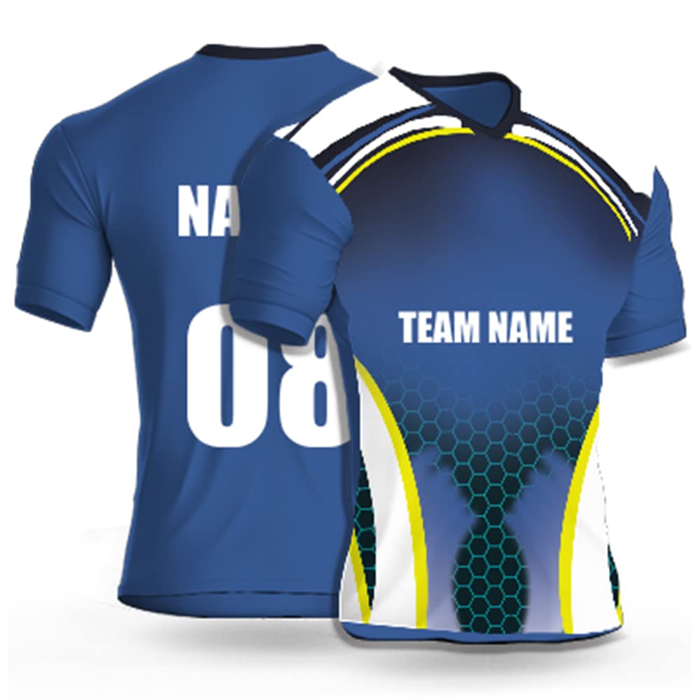 Cricket Sports Jersey for Men with Team Name, Name and Number Printed | Cricket t Shirts for Men Printed with Name | Cricket Jersey with My Name DOdr1009-C90150-C-WH