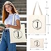 Personalized Initial Monogrammed Canvas Tote Bag Cosmetic Bags, Suitable for Birthday, Wedding, Beach, Holiday, Great Gifts for Women, Mom, Teachers, Nurses, Best Friends (J) #1