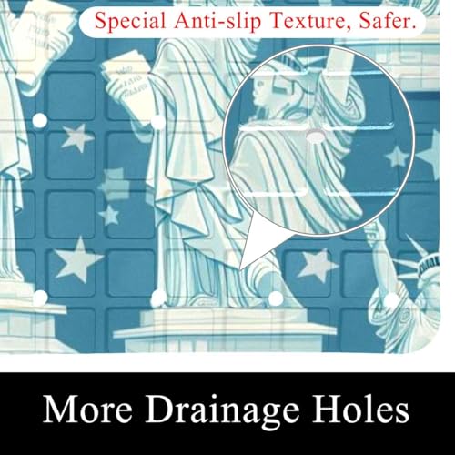 Tapis de bain antidérapant extra long Statue de la Liberté pour douche sécurisée