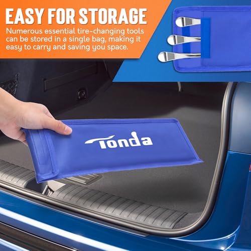 TONDA Tire Spoons, Tire Changing Kit for Motorcycle Dirt Bike Lawn Mower Tractor, Tire Removal Tool Set with Rim Protectors, Valve Tool, Valve Cores, Valve Caps, Valve Stems, Storage Bag by TONDA - Image 3