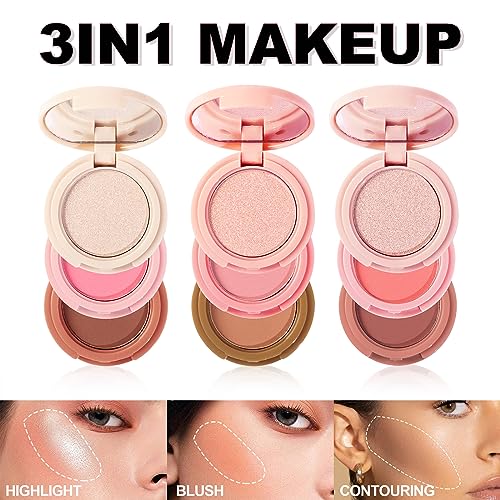 Erinde Mini Highlighter, Bronzer & Blush Powder Palette, Matte Shimmer Powder Makeup, Tiny Face Palette with Mirror All in One, Blendable, Travel Friendly, Cruelty Free, 3 Colours - Image 7