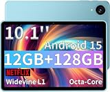 ECOPAD Android 15 Tablet, 10.1 Inch Tablets with Octa-core Processor,HD IPS Screen, 12GB RAM+128GB ROM, Support 1TB Expansion, Dual Band WiFi, BT 5.0,18W Fast Charge and Long-Lasting Battery,Blue