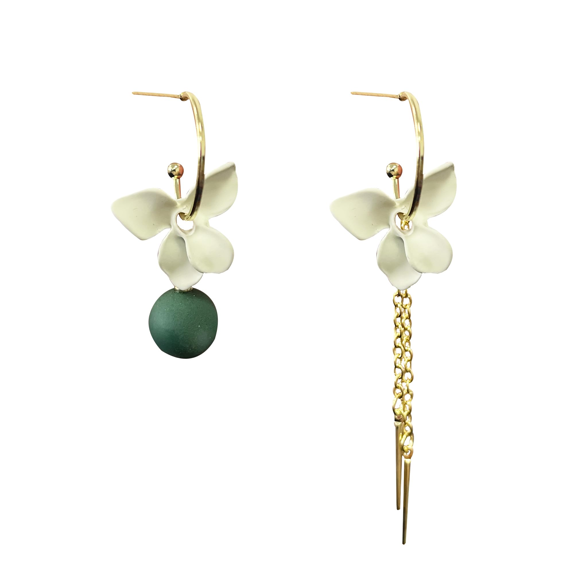 Amazon | YISXVD アシンメトリー フラワー ボール イヤリング ユニーク