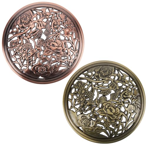 GORGECRAFT 2PCS 2 Colors Candle Toppers Scented Candles Cover Peony Flower Jar Lid-Help Shade Sleeves Bronze Red Copper Color Alloy Candle Toppers Gifts for Women Help Jar Candles Melt Evenly Space