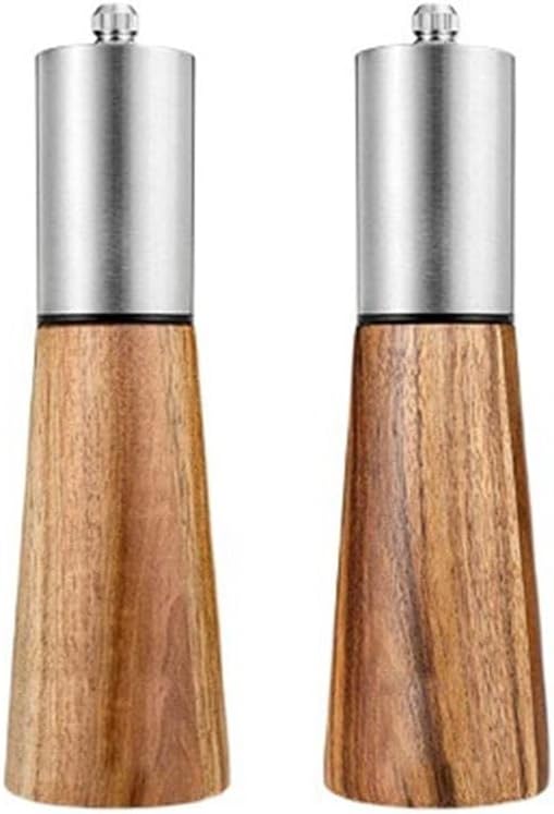Spice Grinder Manual Salt and Pepper Grinder Set with Base Stainless Steel Salt Grinder Adjustable Grinder Suitable for Kitchen BBQ Picnic Salt and Pepper Shakers Grinding (Color : 2Pcs Sets