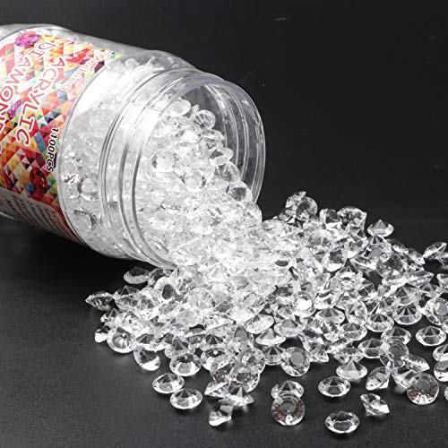 Fangoo 1100 PCS (310g) Diamantes de Acrílico Confeti de Dispersa de Mesa de Boda Transparente para Centro de Mesa Decoraciones, Llenadores de florero, Decoraciones de Boda(Transparente,10 MM)