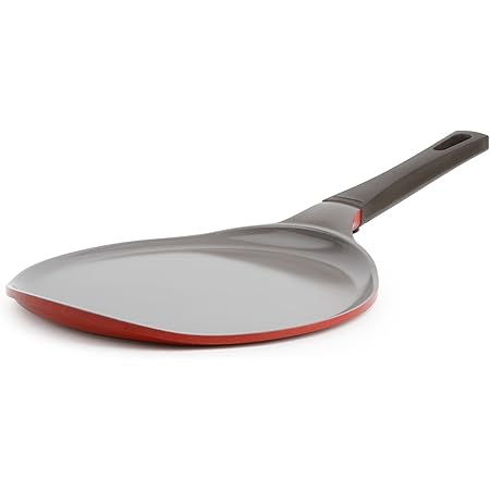 Neoflam 51509 Crepe, Ceramic, Nonstick, 10 inch, Bakelite Handle, Tawa pan, Griddle, Pancake Maker, Skillet, Omelette, Tortilla, Roti, Naan, Dosa, 10", Chili Pepper Red