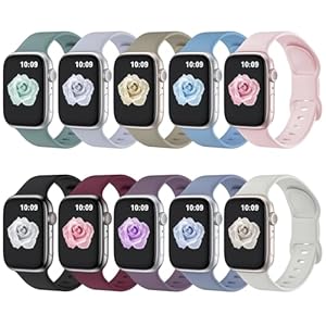 10 Pack Sport Bands Compatible with Apple Watch Band 38mm 40mm 41mm 42mm 44mm 45mm 46mm 49mm Women Men, Soft Silicone Waterproof Strap for Apple Watch SE Ultra iWatch Series 10 9 8 7 6 5 4 3