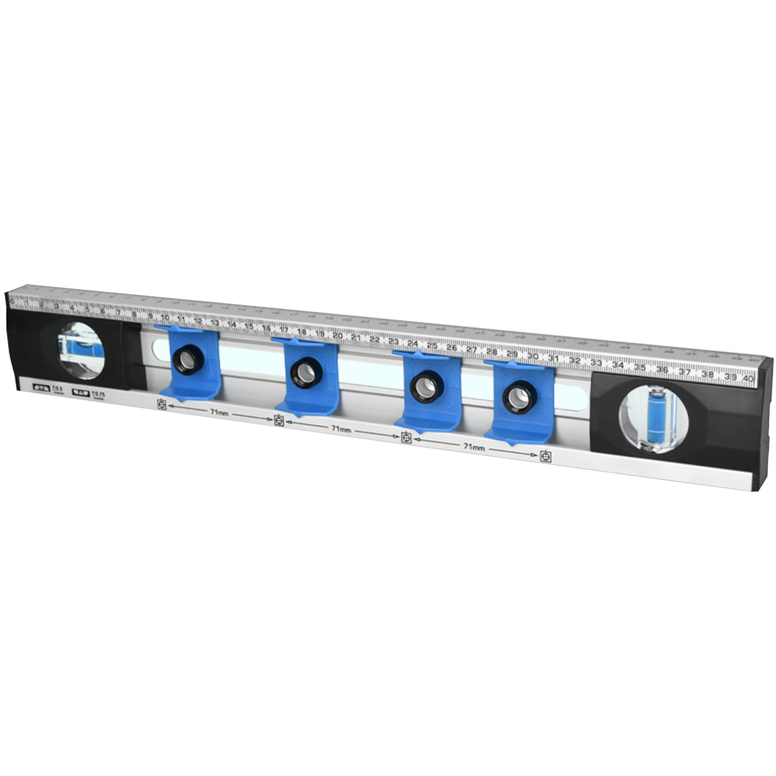 Rgybao Silver Blue 2 In 1 Drilling Locator And Levels Tool Aluminum Hole Position Levels Ruler For Precisions Woodworking Projects Drilling Positioning Ruler