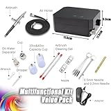 Airbrush Compressor Kit, 40PSI Dual Action Non-Clogging High-Pressure Air Brush Set with 0.2/0.3/0.5mm Nozzle for Nail Art, Model, Tattoo, Makeup, Cake, Include Cleaning Brushes Set - Image 2