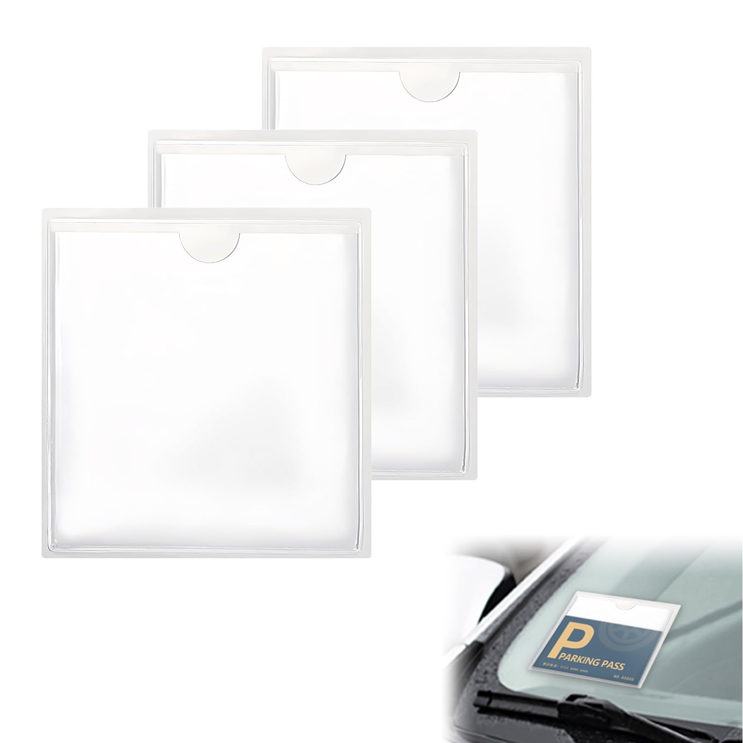 vvag Windshield Sticker Holder, Transparent Car Window ID Holder for Parking, Self Adhesive Business Card, Toll Tag, Insurance Cards and Registration for Easy-image-49