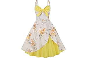 Elegant Yellow Flower 1950s Vintage Dress