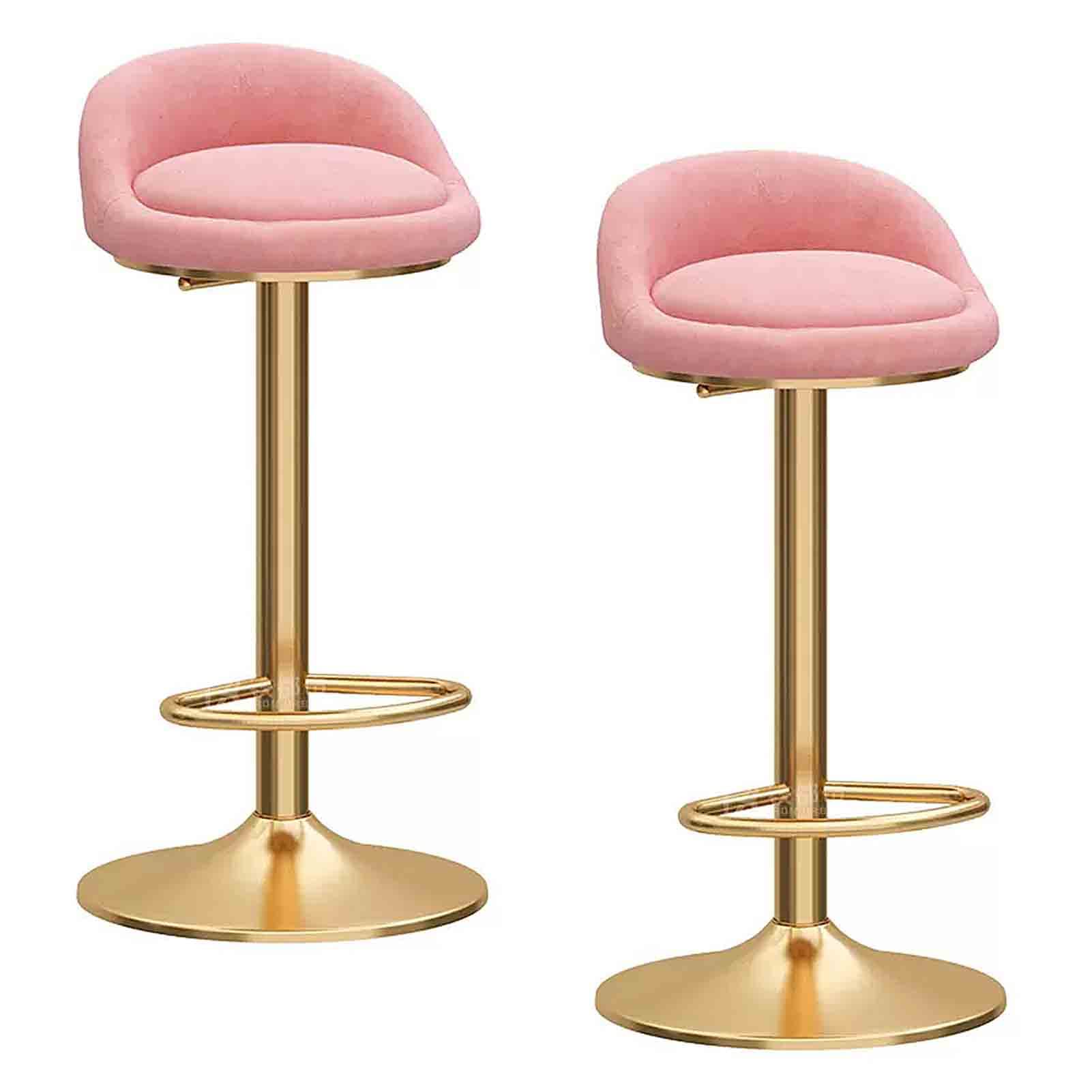 Tabourets hauts avec dossier en velours et piètement métal chic