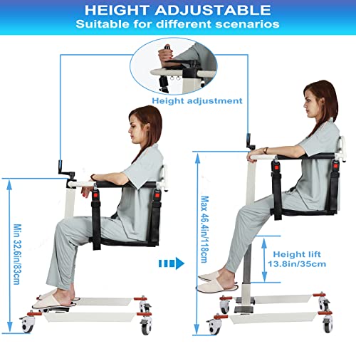 Seveni Patient Lift Wheelchair For Home, Portable Patient Lift Transport Chair, Shower Chair With Wheels Portable Toilets Seat Transfer Aid, Lift Wheelchair For Home #TOP2