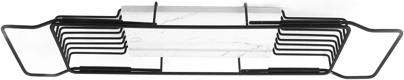 ZJchao Bathtub Tray, Bath Shelf, Expandable Metal Bathtub Rack with Multiple Drainage Holes and a Retractable Design Anti Slip Space Saving Multi Functional House Warming Gift (Black White)