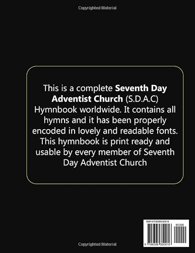 Seventh Day Adventist Church Hymnbook: 7Th Day Adventist Church Worldwide Hymnals (English Version) #TOP1