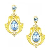 Eleganter Schmuck Cristalina, Ohrringe mit Aqua Swarovski-Kristallen, vergoldet, 18 Karat, matt glänzend, Gingkoblatt-Design - Art Nouveau