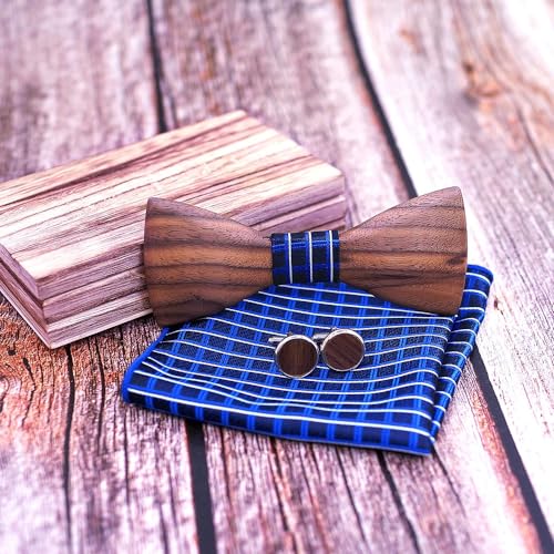 Set de corbata negra, pañuelo y gemelos para hombre miniatura 4
