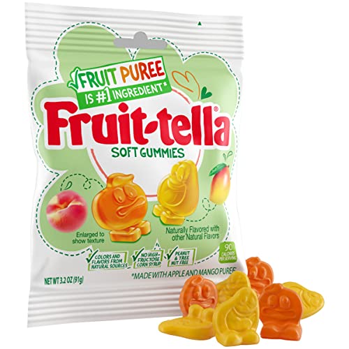 Fruit-Tella Soft Gummy Candy, Fruit Snack, Peach And Mango Flavors, 3.2Oz (Pack Of 8) Peanut & Tree Nut Free, No High-Fructose Corn Syrup, Naturally Flavored #TOP2