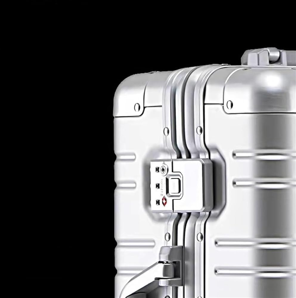 Walizka z twardą skorupą - Aluminiowy Magnez Metalowy Wózek Bagażowy - Duża Pojemność Walizka Podróżna, E, 24inch
