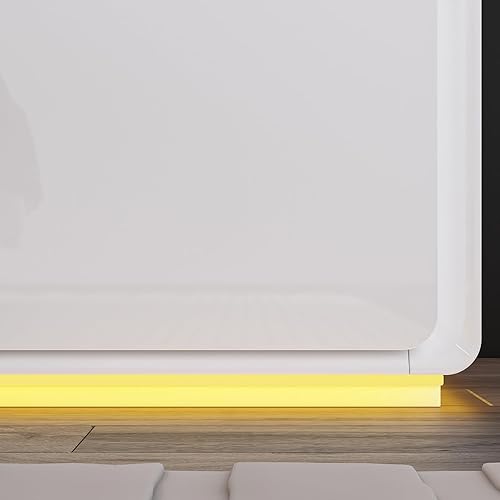 Miniatura 7 de Homsee Juego de 2 mesitas de noche con 2 cajones y ligera, moderna mesa auxiliar versátil con bordes redondos para dormitorio, sala de estar, color