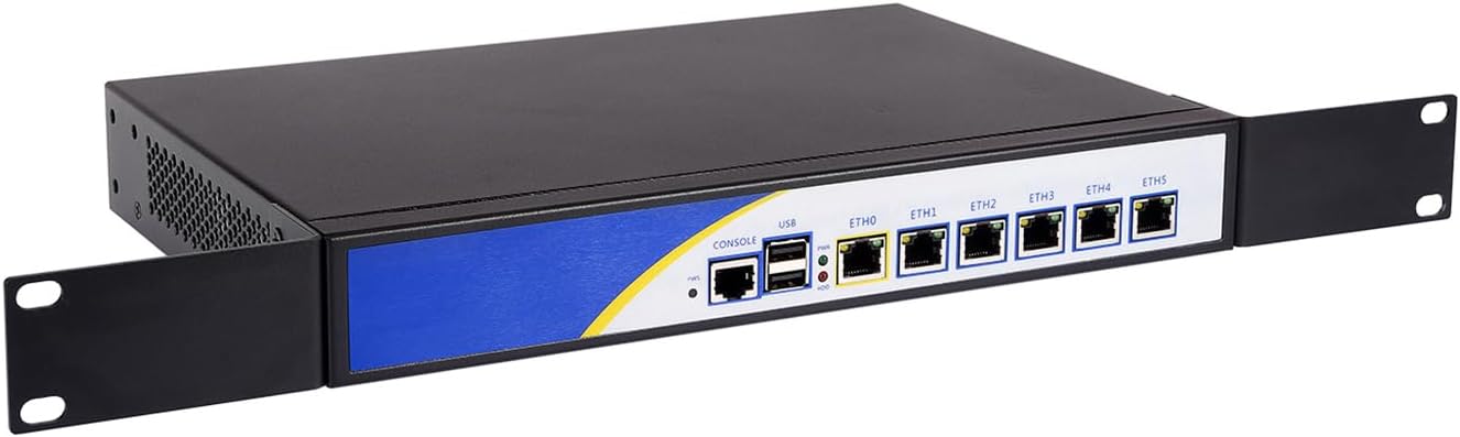 Firewall Mikrotik PFSense OPNsense VPN Network Security Micro Appliance Router PC Atom D525 RS03 6 x Gigabit LAN 2 x USB COM VGA Fan 4G RAM 64G SSD