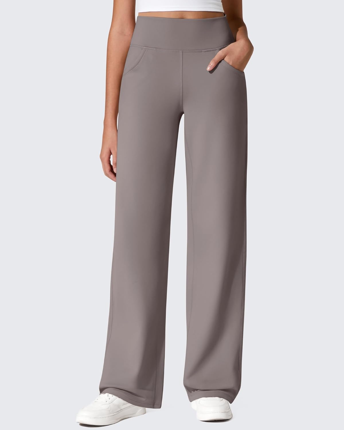 G4Free Fleece Lined Pants Women Wide Leg Work Trousers with Pockets High Waisted Sweatpants for Casual Dress Winter - Image 5