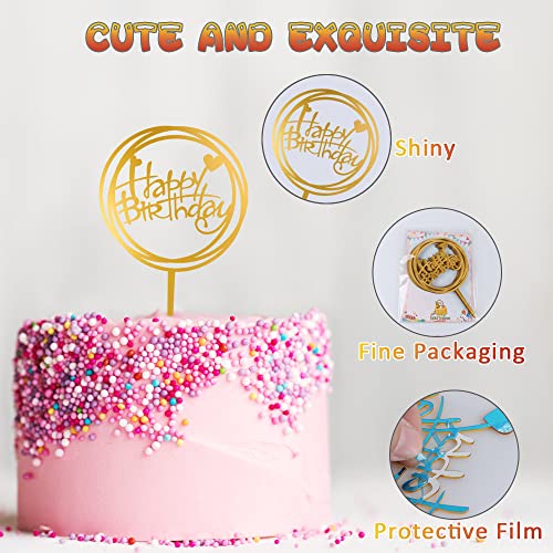 10-Pack Happy Birthday Cake Toppers,Gold Cake Toppers Acrylic Birthday Cake Supplies,4Inchx6Inch (Gold) #TOP2
